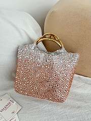 Valentino Garavani Multi Crystal Embellished Carry Secrets Embroidered Bucket Pink - 15x12x10cm - 2