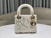 Lady Dior Mini Bag With Silver Rhinestones Elegant White - 17x15x7cm - 1
