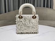 Lady Dior Mini Bag With Silver Rhinestones Elegant White - 17x15x7cm - 5