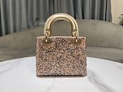 Lady Dior Mini Bag With Silver Rhinestones Elegant Metallic Gold - 17x15x7cm - 6