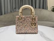 Lady Dior Mini Bag With Silver Rhinestones Elegant Metallic Gold - 17x15x7cm - 5