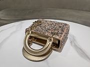 Lady Dior Mini Bag With Silver Rhinestones Elegant Metallic Gold - 17x15x7cm - 4