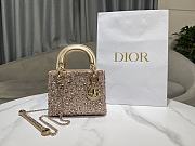 Lady Dior Mini Bag With Silver Rhinestones Elegant Metallic Gold - 17x15x7cm - 3