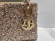 Lady Dior Mini Bag With Silver Rhinestones Elegant Metallic Gold - 17x15x7cm - 2