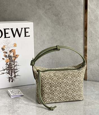 Loewe Cubi Bag Small Anagram Jacquard Avocado Green - 21x17x12.5cm