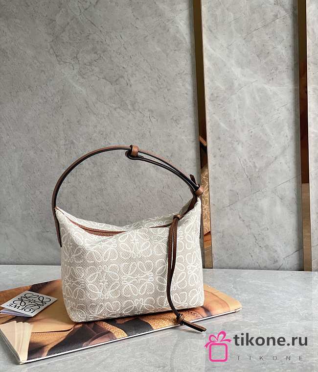 Loewe Cubi Bag Small Anagram Jacquard Brown - 21x17x12.5cm - 1