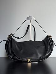 Celine Halfmoon Soft Triomphe Bag In Supple Shiny Lambskin Black - 46x19x10cm - 1