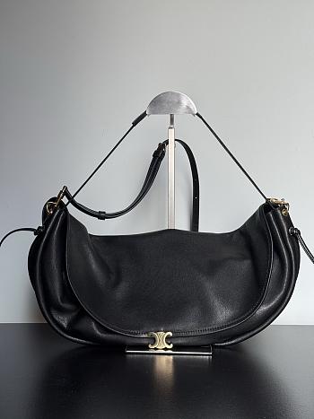 Celine Halfmoon Soft Triomphe Bag In Supple Shiny Lambskin Black - 46x19x10cm