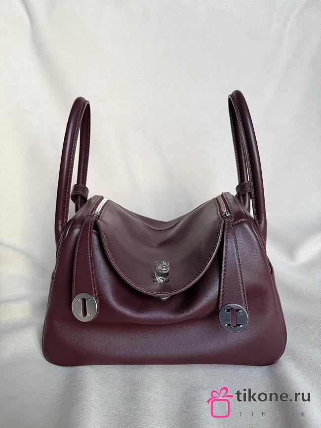 Hermes Lindy Handmade Swift Leather Mocha Florida Blue Silver - 26cm - 1