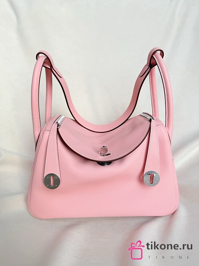 Hermes Lindy Handmade Swift Leather Pink Blue Silver - 26cm - 1