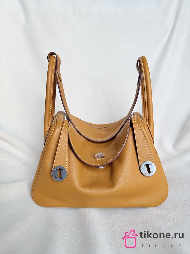 Hermes Lindy Handmade Swift Leather Sesame Mallow Purple Silver - 26cm - 1