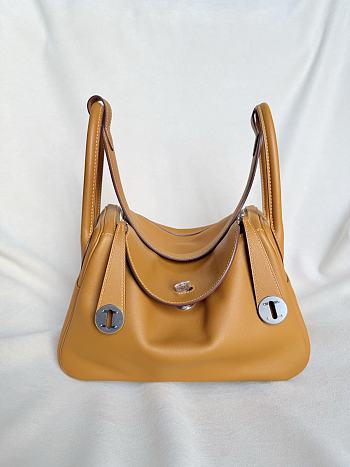 Hermes Lindy Handmade Swift Leather Sesame Mallow Purple Silver - 26cm