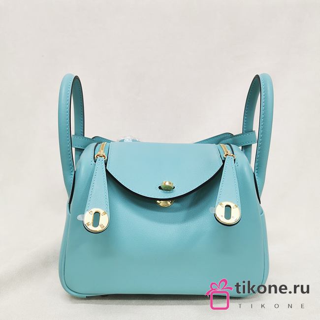 Hermes Lindy Mini Handmade Swift Leather Tiffany Light Gold - 19cm - 1