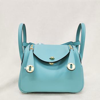 Hermes Lindy Mini Handmade Swift Leather Tiffany Light Gold - 19cm