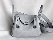 Hermes Lindy Mini Handmade Togo Leather Gray Silver - 19cm - 6