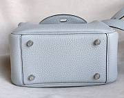Hermes Lindy Mini Handmade Togo Leather Light Blue Silver - 19cm - 5