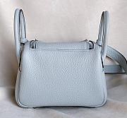 Hermes Lindy Mini Handmade Togo Leather Light Blue Silver - 19cm - 3
