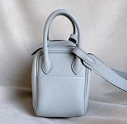 Hermes Lindy Mini Handmade Togo Leather Light Blue Silver - 19cm - 2