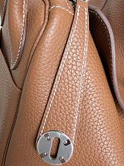 Hermes Lindy Handmade Togo Leather Brown Silver - 26cm - 4