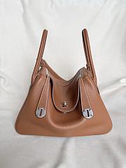 Hermes Lindy Handmade Togo Leather Brown Silver - 26cm - 3