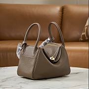 Hermes Lindy Handmade Clemence Leather Elephent Gray Gold - 26cm - 3