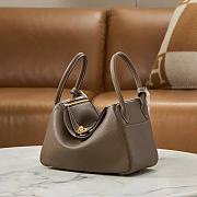 Hermes Lindy Handmade Clemence Leather Elephent Gray Gold - 26cm - 4