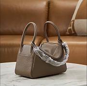 Hermes Lindy Handmade Clemence Leather Elephent Gray Gold - 26cm - 5