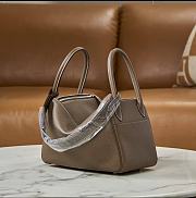 Hermes Lindy Handmade Clemence Leather Elephent Gray Silver - 26cm - 4