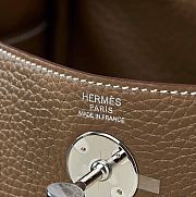Hermes Lindy Handmade Clemence Leather Elephent Gray Silver - 26cm - 6