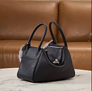 Hermes Lindy Handmade Clemence Leather Black Silver - 26cm - 6