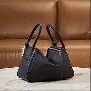 Hermes Lindy Handmade Clemence Leather Black Silver - 26cm - 3