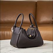 Hermes Lindy Handmade Clemence Leather Chocolate Gold - 26cm - 2