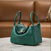Hermes Lindy Handmade Clemence Leather Green Gold - 26cm - 3