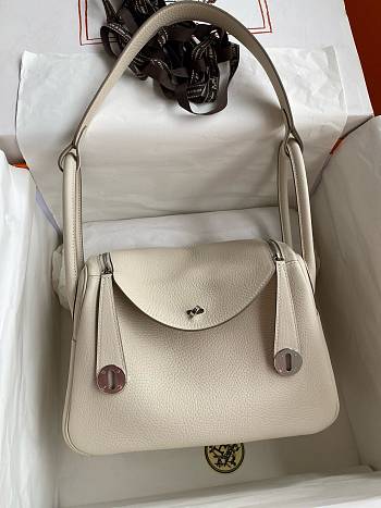 Hermes Lindy Handmade Cream Silver - 26cm