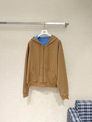 Loewe Zip-Up Hoodie In Cotton Beige  - 4