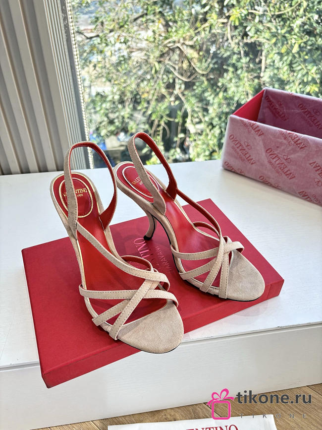 VLTN Fetishique Velvet Sandal 105mm Beige - 1