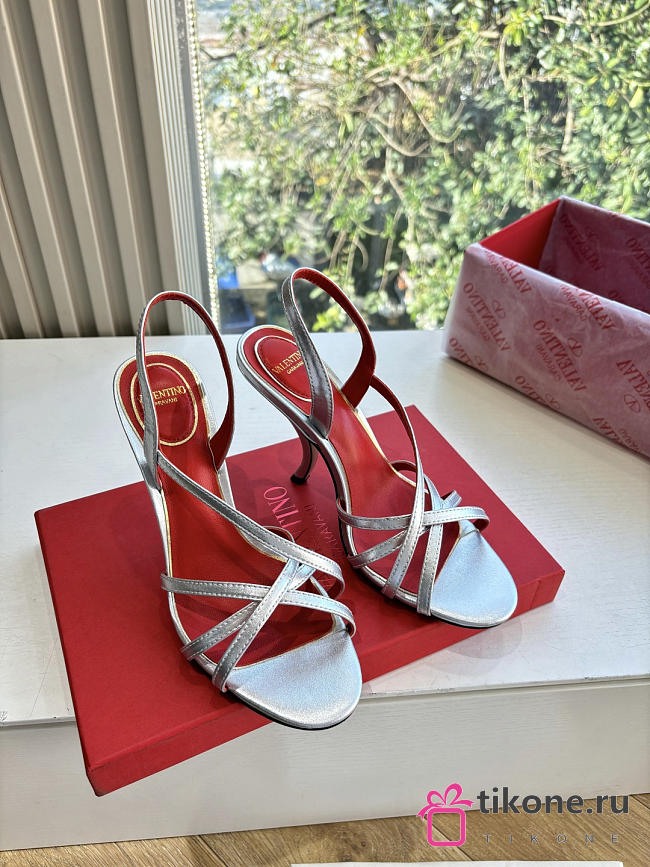 VLTN Fetishique Sandal In Laminated Nappa Sandal 105mm Silver - 1