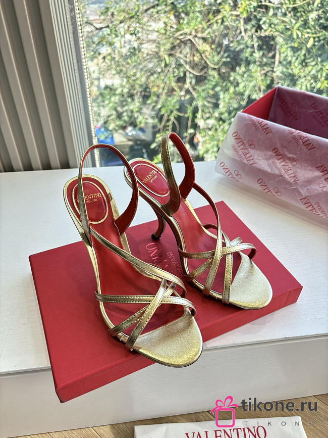 VLTN Fetishique Sandal In Laminated Nappa Sandal 105mm Gold - 1