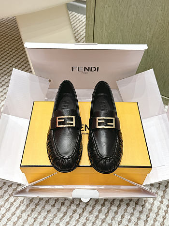 Fendi Baguette Black Nappa Leather Loafers
