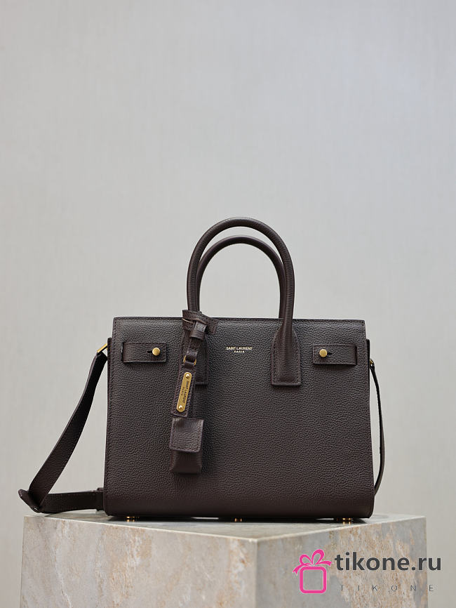 YSL Baby Sac De Jour In Grained Leather Chocolate - 26x20x13cm - 1