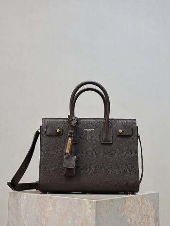 YSL Baby Sac De Jour In Grained Leather Chocolate - 26x20x13cm