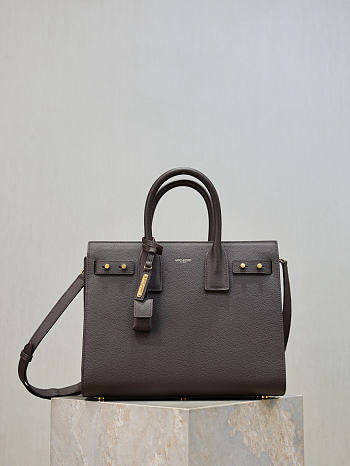 Ysl Small Sac De Jour Bag Grained Leather Chocolate - 32x25.5x15.5cm