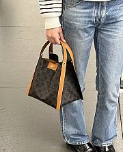 Celine Small Cubo Bag In Triomphe Canvas And Natural Calfskin - 21x18.5x17cm - 3