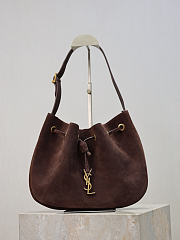 YSL Paris VII Small Hobo In Suede Leather Chocolate - 30x25x3cm - 1