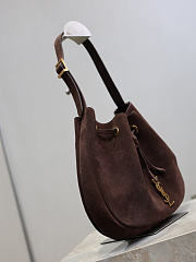 YSL Paris VII Small Hobo In Suede Leather Chocolate - 30x25x3cm - 6