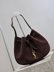 YSL Paris VII Small Hobo In Suede Leather Chocolate - 30x25x3cm - 4