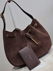 YSL Paris VII Small Hobo In Suede Leather Chocolate - 30x25x3cm - 3