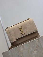 YSL Sunset Medium In Suede Leather Gray Matte - 22x8x16cm - 4