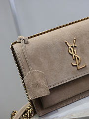 YSL Sunset Medium In Suede Leather Gray Matte - 22x8x16cm - 3