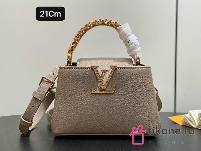 LV Capucines Mini Taurillon Leather Taupe M14177 - 21x13.6x8cm - 1